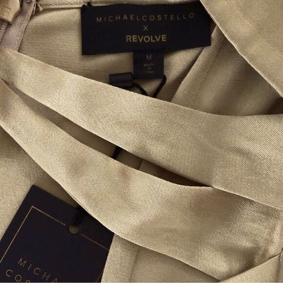 Michael Costello x REVOLVE Josie Cut Out Gown in Nude Satin Halter Maxi Dress - Picture 8 of 12